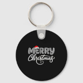 Merry Christmas Buffalo Black And White  Sleutelhanger (Voorkant)