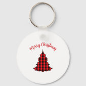 Merry Christmas Buffalo Check Pattern Sleutelhanger (Voorkant)