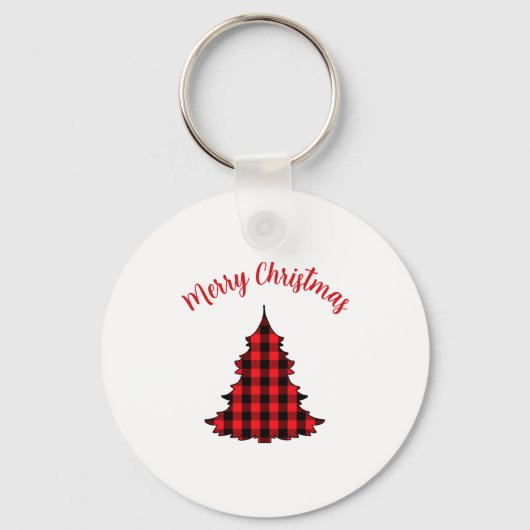Merry Christmas Buffalo Check Pattern Sleutelhanger (Voorkant)