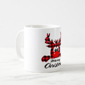 Merry Christmas Buffalo Red Plaid Reindeer Matchin Koffiemok (Voorkant links)