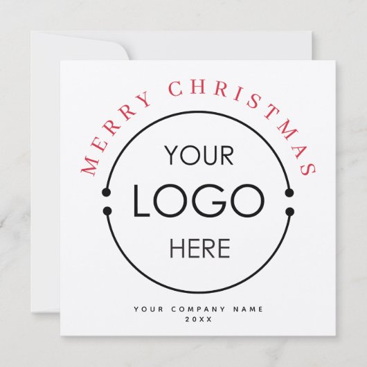 Merry Christmas Business Logo Company Kraft Kaart (Voorkant)