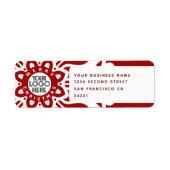  Merry Christmas Business Logo Snowflake Red Etiket (Voorkant)