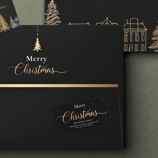 Merry Christmas Calligraphy I Return Address Label