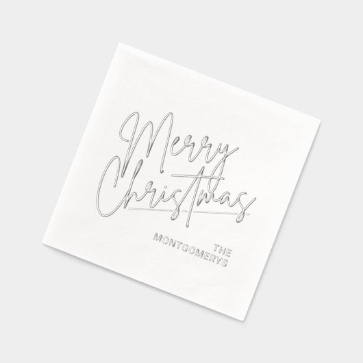 Merry Christmas Calligraphy Silver (Gauche)
