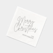 Merry Christmas Calligraphy Silver Folie Servetten (Links)