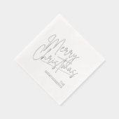 Merry Christmas Calligraphy Silver Folie Servetten (Rechts)