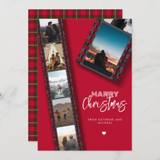 Merry Christmas Camera Roll 6 Fotocollage Feestdagenkaart (Voorkant / Achterkant)