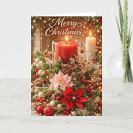 Merry Christmas Candlelight Holiday Greeting Kaart