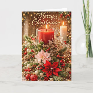 Merry Christmas Candlelight Holiday Greeting Kaart