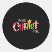 Merry Christmas Candy Cane Christ Holiday Faith Ronde Sticker (Voorkant)