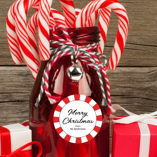 Merry Christmas Candy Cane Custom Ronde Sticker