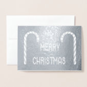 Merry Christmas Candy Cane Font & Foto Folie Kaarten (Voorkant met envelop)