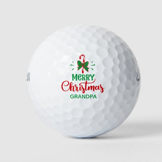 Merry Christmas Candy Cane Gepersonaliseerde naam Golfballen (Voorkant)