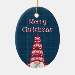 Merry Christmas Candy Cane Gnome  Keramisch Ornament