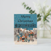 Merry Christmas Carolers Briefkaart (Staand voorkant)