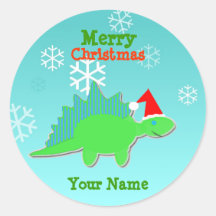Merry Christmas Cartoon Dinosaur Naam Stickers
