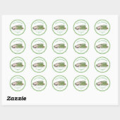 Merry Christmas Cat vs Tree Green Gingham Ronde Sticker (Vel)