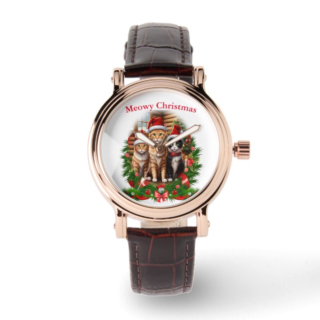 Merry Christmas cats Horloge (Voorkant)