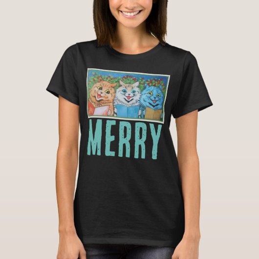 MERRY CHRISTMAS CATS LOUIS WAIN T-SHIRTS (Devant)
