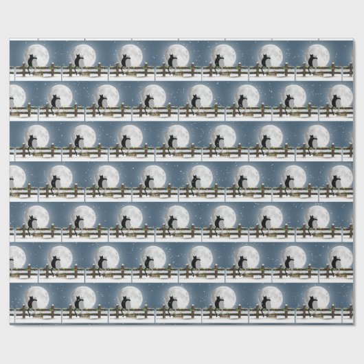 Merry Christmas Cats On a Winter Fence Cadeaupapier (Vlak)