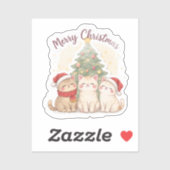 Merry Christmas Cats Sticker (Feuille)