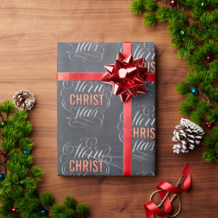 Merry CHRISTmas Chalk Christelijke Christuskalligr Cadeaupapier