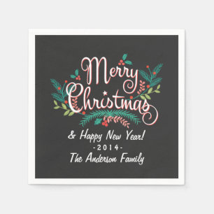 MERRY CHRISTMAS CHALKBOARD HOLLY EN BRANCHES SERVET