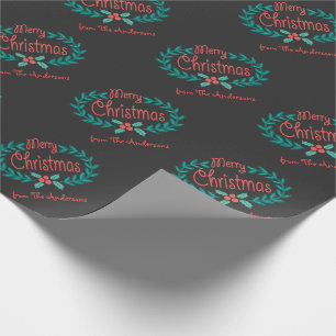 MERRY CHRISTMAS CHALKBOARD PERSONALIZED WRAPPING CADEAUPAPIER