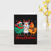 Merry Christmas Chicken Farmer Animal Santa Hat Xm Kaart (Gele Bloem)