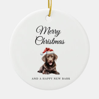 Merry Christmas Chocolate Lab keramisch ornament