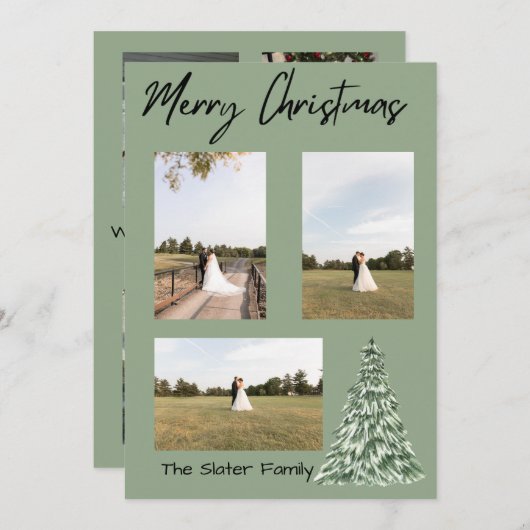 Merry Christmas Christmas Tree Card Kaart (Voorkant / Achterkant)