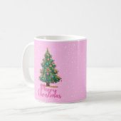 Merry Christmas, Christmas Tree, Pink, Holiday Koffiemok (Voorkant links)