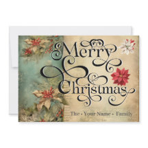 Merry Christmas Classic Chique Bloemen Typografie