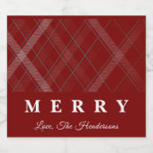 Merry Christmas Classic Gingham Custom Sparkling Wijnetiket (Enkel label)