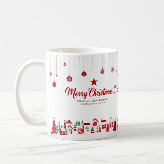 Merry Christmas Classic Mug – Red & Green Village  (Gauche)
