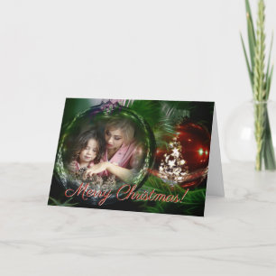 Merry Christmas Classic Ornament Foto Lijst Feestdagen Kaart