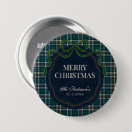 Merry Christmas Classic Preppy Tartan Plaid Ronde Button 7,6 Cm