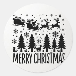 MERRY CHRISTMAS clip art zwart Ronde Sticker