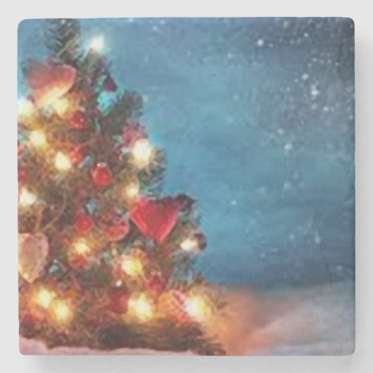 Merry christmas _coaster stenen onderzetter (Voorkant)