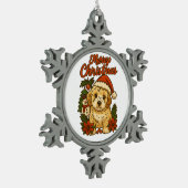 Merry Christmas Cockapoo Snowflake Framed Ornament (Links)