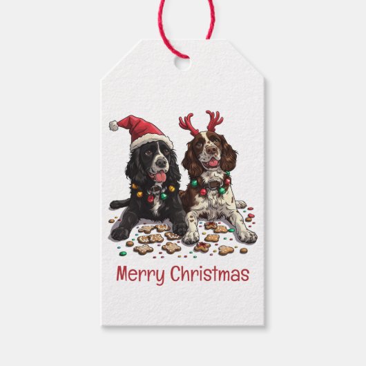 Merry Christmas Cocker Spaniel Dogs Cadeaulabel (Voorkant)