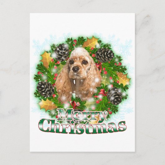 Merry Christmas Cocker Spaniel Feestdagenkaart (Voorkant)