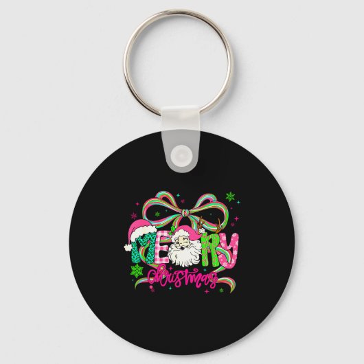 Merry Christmas Coquette Bow Nk Santa Claus Girl W Sleutelhanger (Voorkant)