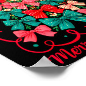 Merry Christmas Coquette Bow Tree Retro Xmas For W Poster (Hoek)