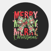 Merry Christmas Coquette Bow Xmas Pajamas Family M Ronde Sticker (Voorkant)