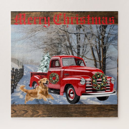 Merry Christmas Country Farm Scene Holiday Puzzle (Vertical)