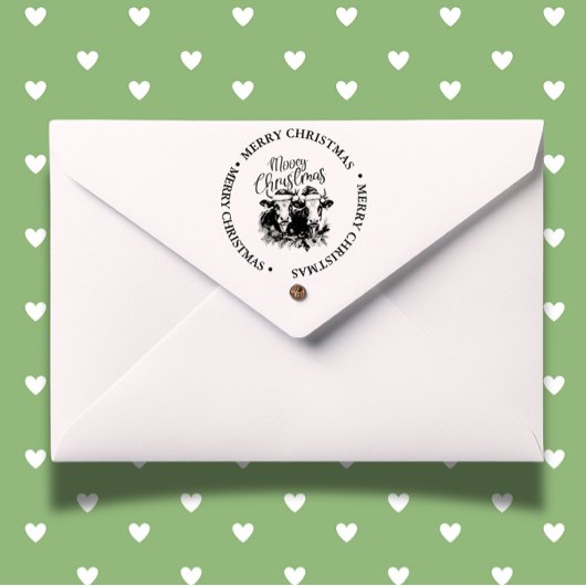 Merry Christmas Country Koe thema Zelfinktende Stempel