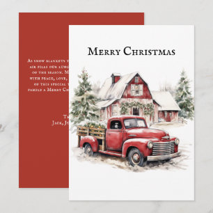 Merry Christmas Country Truck Snow Feestdagenkaart