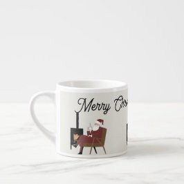 Merry Christmas Cozy Santa Fireplace Espresso Mug Espresso Kop