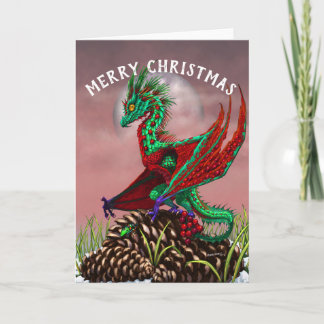 Merry Christmas Cranberry Dragon wenskaart Feestdagen Kaart